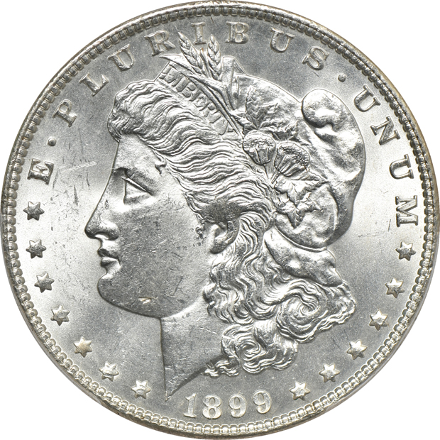 1878-CC MS-62PL, and an 1899 MS-63, both PCGS