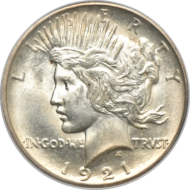 Three 1921 Peace, High Relief PCGS MS-63