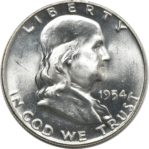 Two hundred sixty BU Franklin half dollars