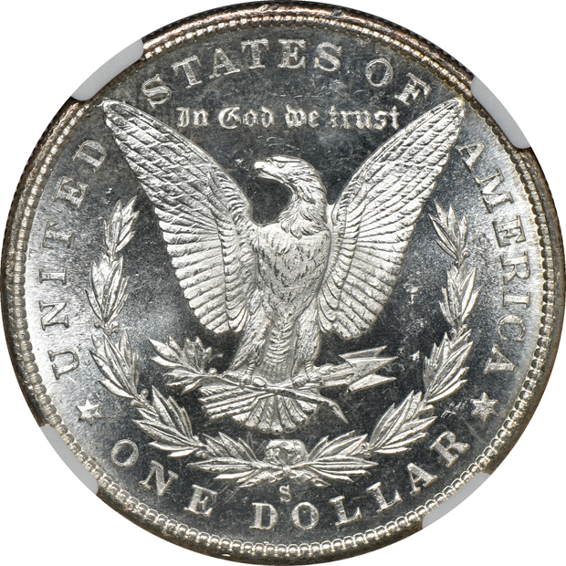 1880-S MS-66 PL, and an 1887-O MS-64, both NGC