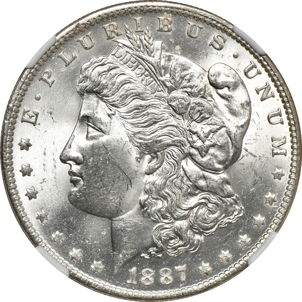 1880-S MS-66 PL, and an 1887-O MS-64, both NGC