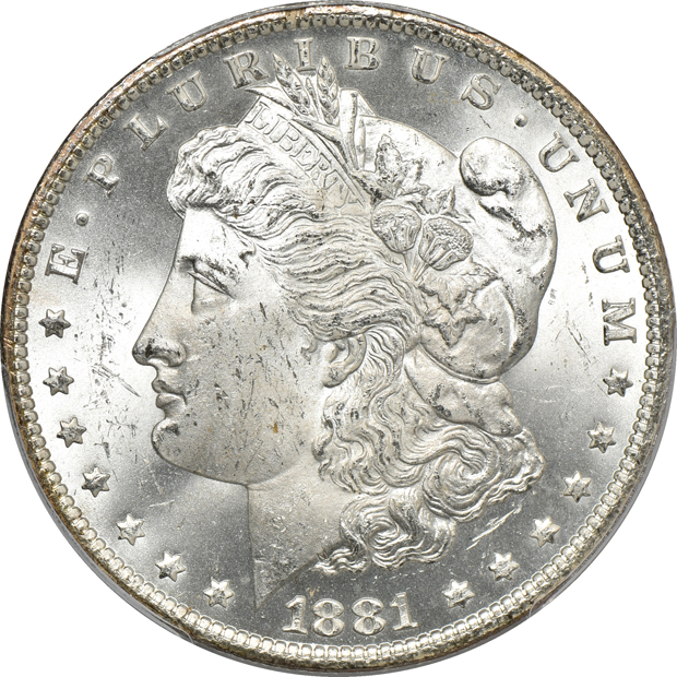 1880-CC MS-63 and an 1881-CC MS-64, both PCGS