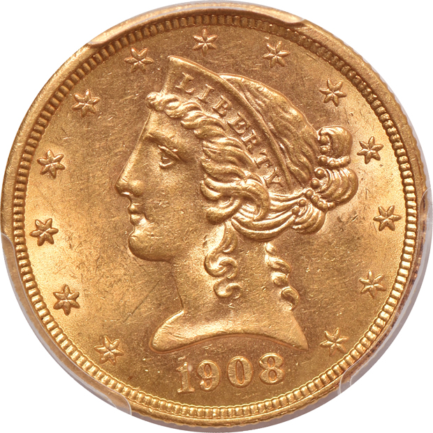 1881 MS-62, 1902-S MS-62+, and a 1908 MS-62, all PCGS
