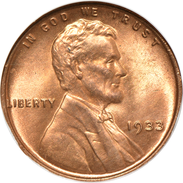 Five certified RED Lincoln cents
