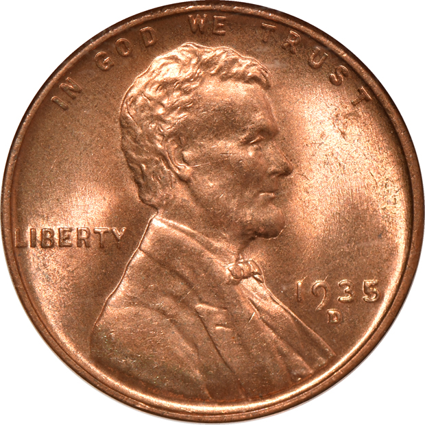Four certified RED Lincoln cents