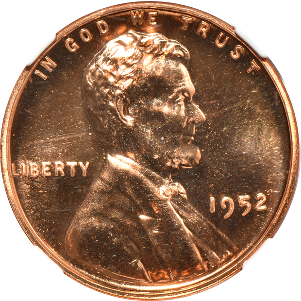 Eight certified RED Proof Lincoln cents