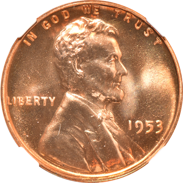 Eight certified RED Proof Lincoln cents
