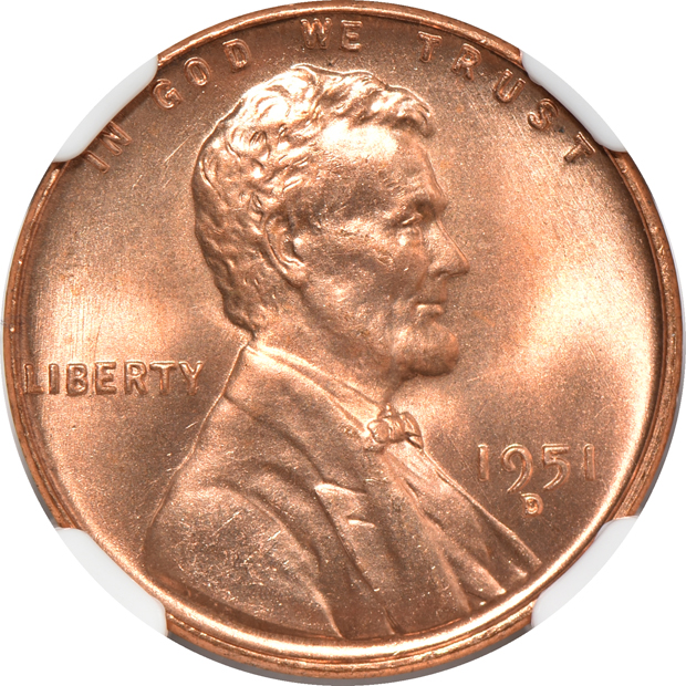 Four Lincoln cents certified MS-67 RD by NGC