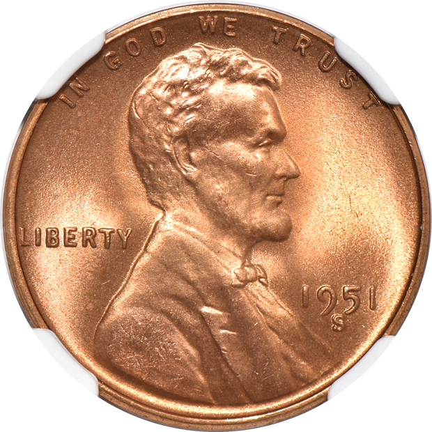 Four Lincoln cents certified MS-67 RD by NGC