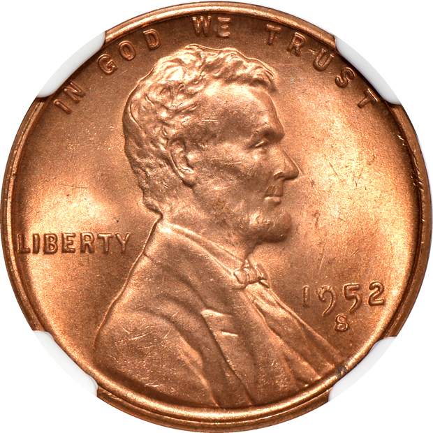 Four Lincoln cents certified MS-67 RD by NGC