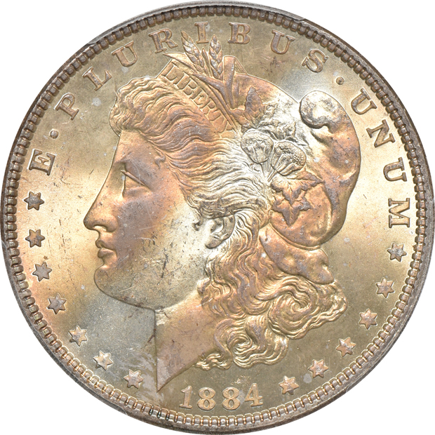 Four certified Morgan dollar