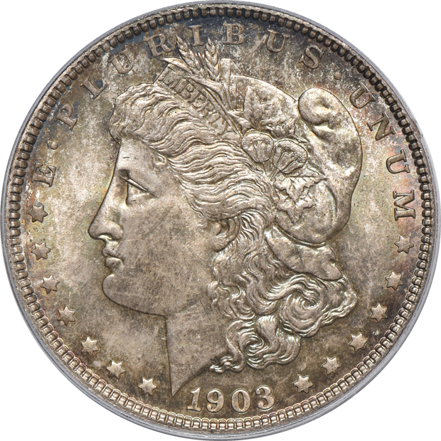 Four certified Morgan dollar