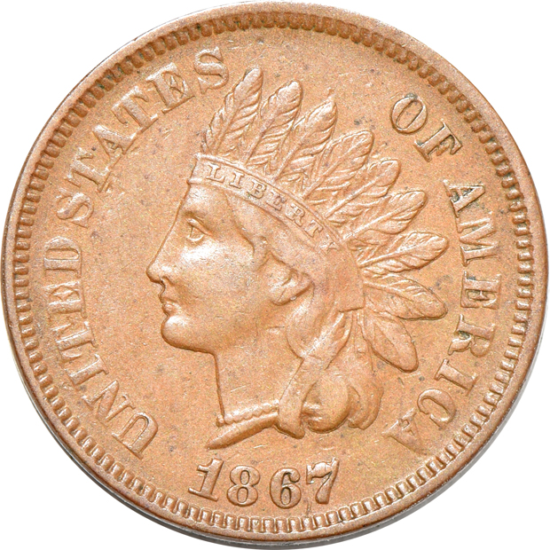 1863 PCGS MS-64, and an 1867 AU