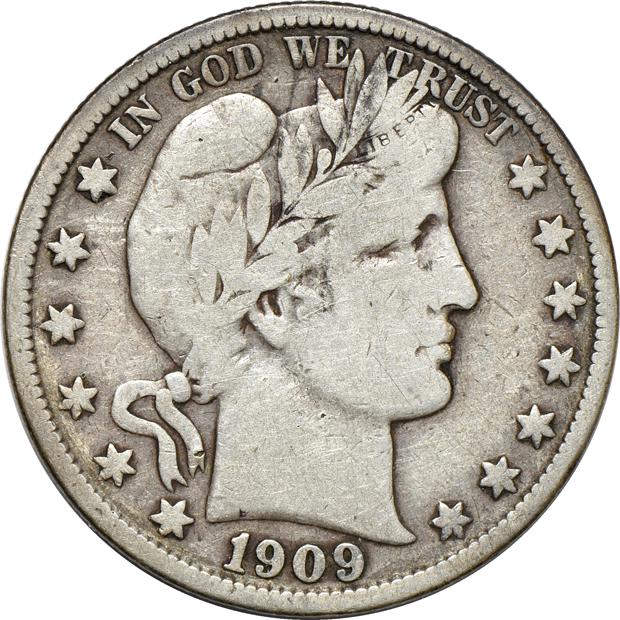 Five half-dollars, as described