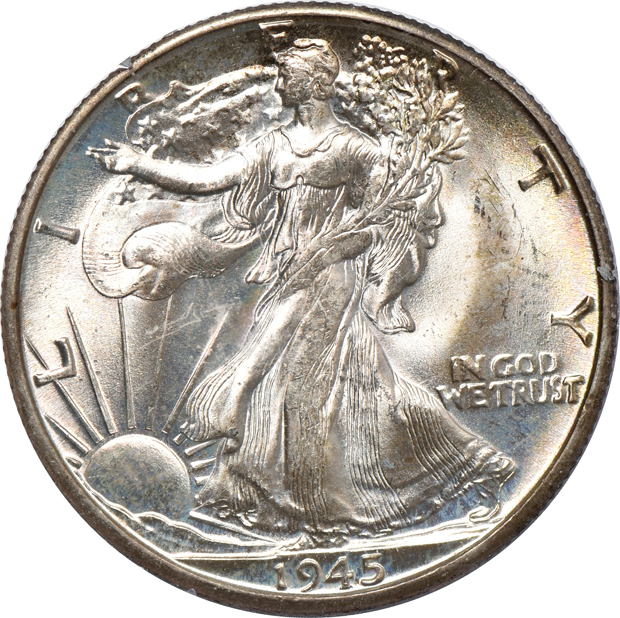 Five half-dollars, as described