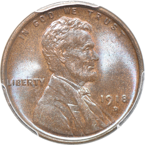 Five certified Lincoln cents