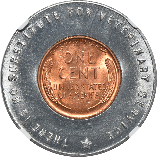 (1860) Syracuse, NY M-NY-1029 A.C Yates Clothing Co. token MS-65 BN, plus two encased Lincoln cents, all NGC