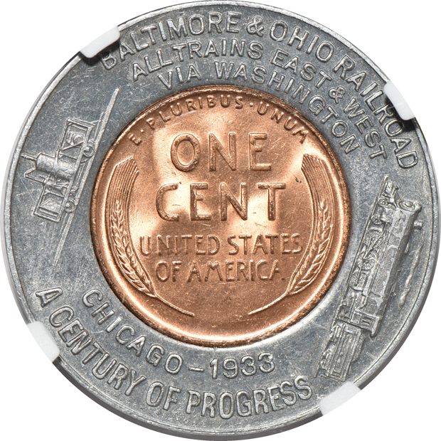 (1860) Syracuse, NY M-NY-1029 A.C Yates Clothing Co. token MS-65 BN, plus two encased Lincoln cents, all NGC