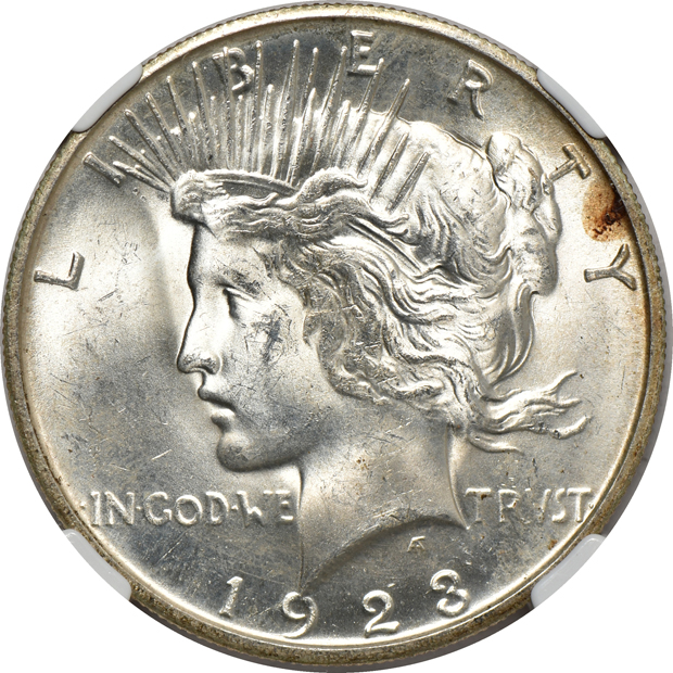 1922 MS-66 CAC, 1923-S MS-64+, and a 1924 MS-66+, all NGC
