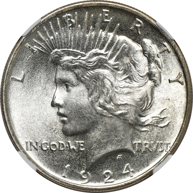 1922 MS-66 CAC, 1923-S MS-64+, and a 1924 MS-66+, all NGC