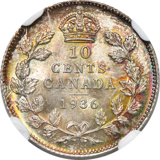 Canada - 1884 5 cents VG-8, and a 1936 10 cents MS-65+, both NGC