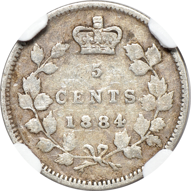Canada - 1884 5 cents VG-8, and a 1936 10 cents MS-65+, both NGC