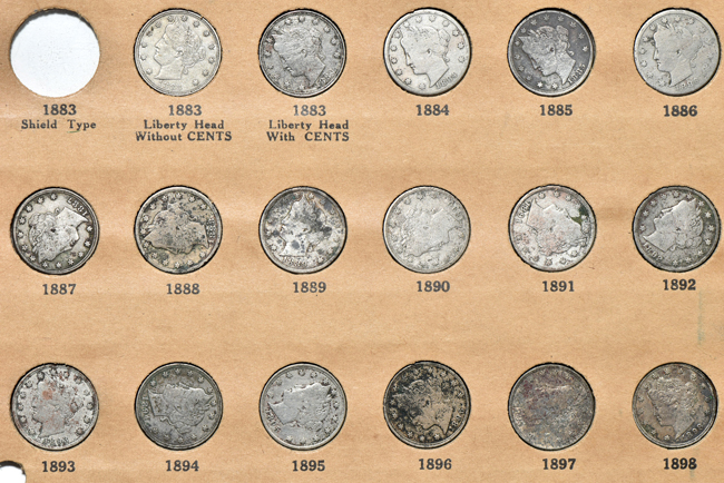 Complete collection of Liberty nickels from a buried hoard in Wayte Raymond holders