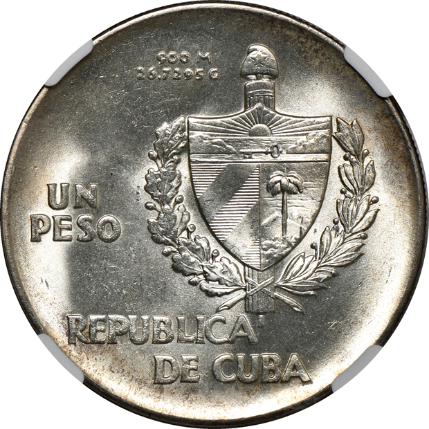 Cuba - 1938 peso - NGC MS-63
