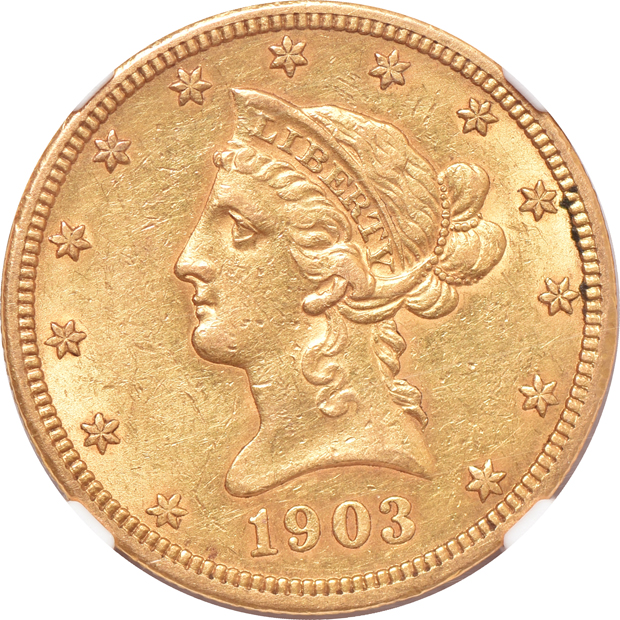 1895-O AU-58, and a 1903-O AU-55, both NGC