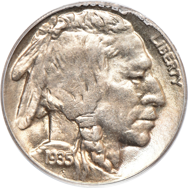 Four Buffalo nickels certified MS-64 by PCGS