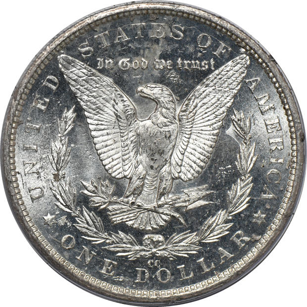 1901-O Morgan silver dollar MS-64PL, 1883-CC Morgan silver dollar MS-64DMPL, and a 1926 MS-64, all PCGS (rattler)