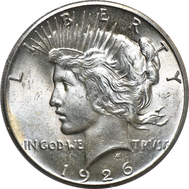 1901-O Morgan silver dollar MS-64PL, 1883-CC Morgan silver dollar MS-64DMPL, and a 1926 MS-64, all PCGS (rattler)