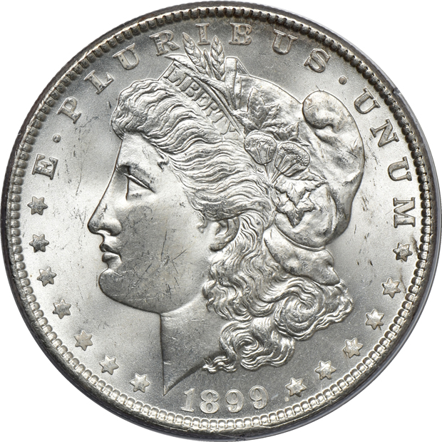 1884-O MS-64DMPL, 1899 MS-64PL, and an 1899 MS-64, all PCGS (rattler)
