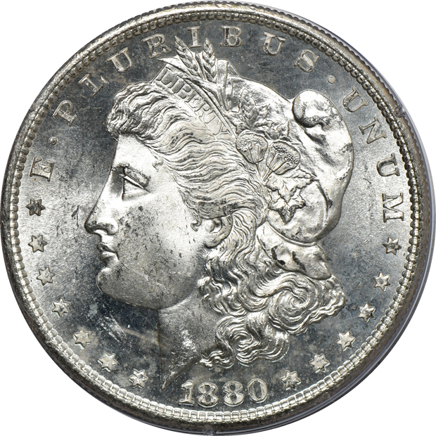 1880-S MS-65PL, 1882-CC MS-63DMPL, and an 1887 MS-65PL, all PCGS (rattler)