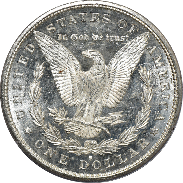1880-S MS-65PL, 1882-CC MS-63DMPL, and an 1887 MS-65PL, all PCGS (rattler)