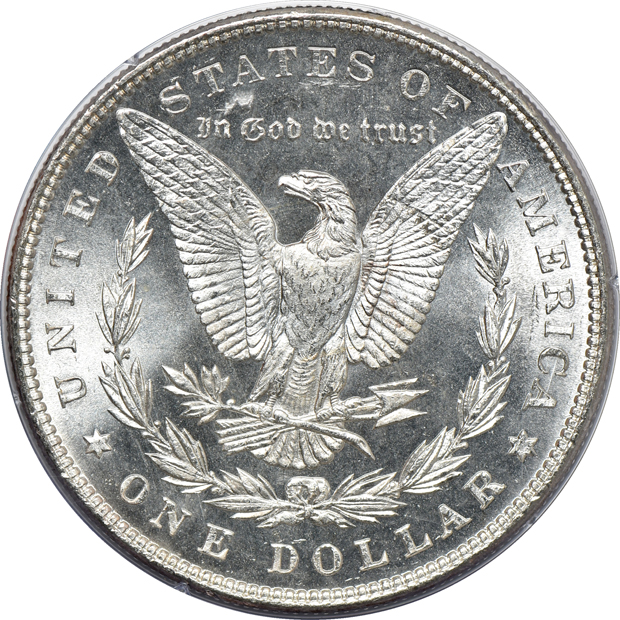 1880-S MS-65PL, 1882-CC MS-63DMPL, and an 1887 MS-65PL, all PCGS (rattler)