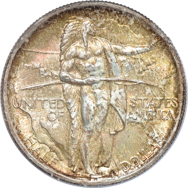 Five silver commemorative half-dollars, all PCGS (rattler)