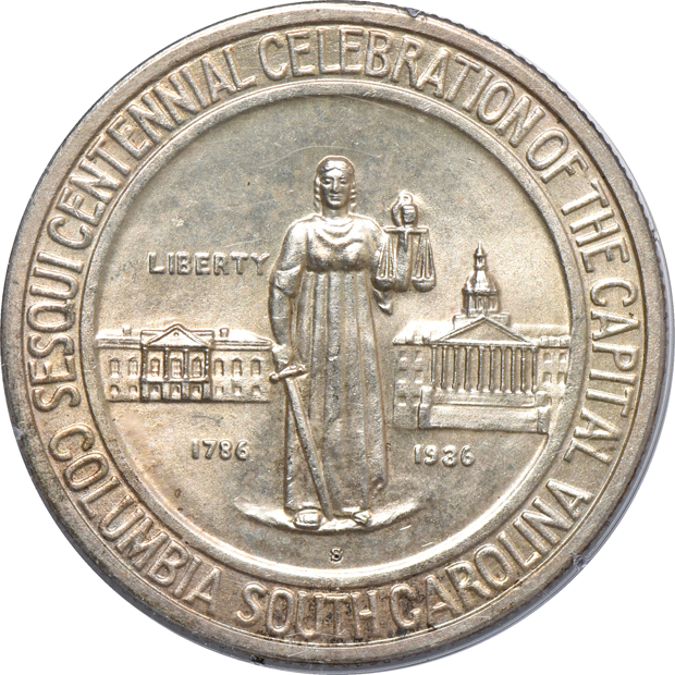 Five silver commemorative half-dollars, all PCGS (rattler)