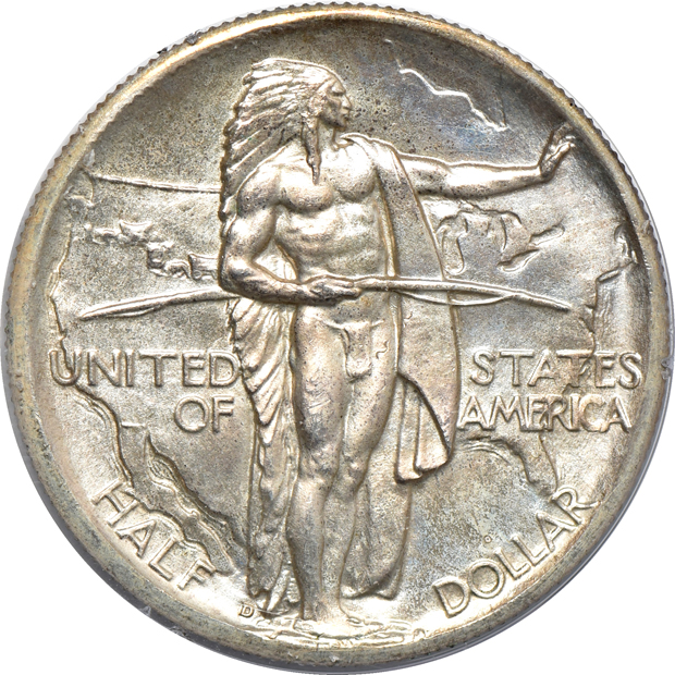 Five silver commemorative half-dollars, all PCGS (rattler)