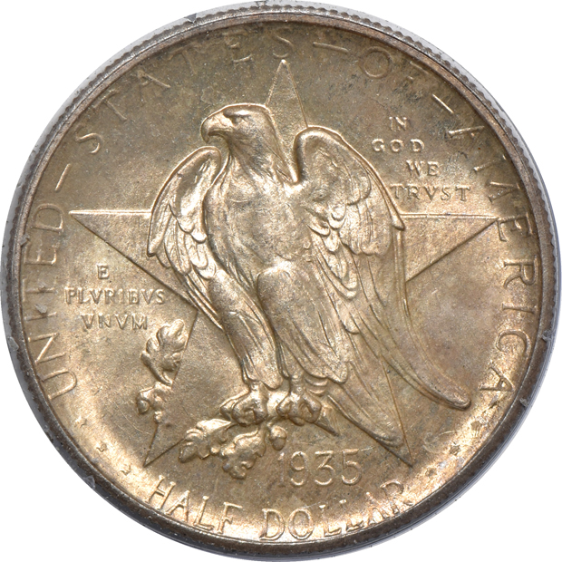 Seven silver commemorative half-dollars, all PCGS (rattler)