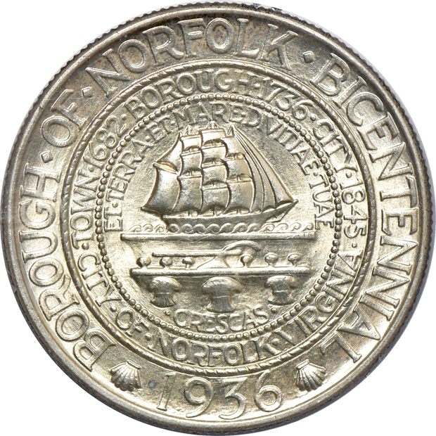 Seven silver commemorative half-dollars, all PCGS (rattler)