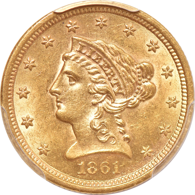 1861 New Reverse AU-58, and an 1897 MS-64, both PCGS