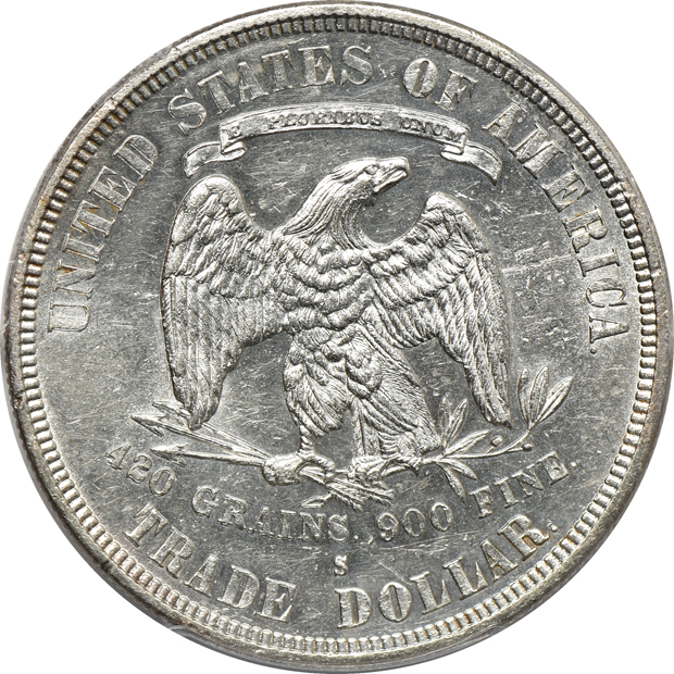 1878-S Trade dollar AU-55, and an 1878 7TF Reverse of 1878 MS-63, both PCGS