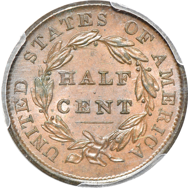 1835 half-cent and 1851 large cent, both PCGS MS-63BN