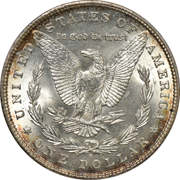 1884-S AU-55, and an 1898-S MS-64 CAC, both PCGS