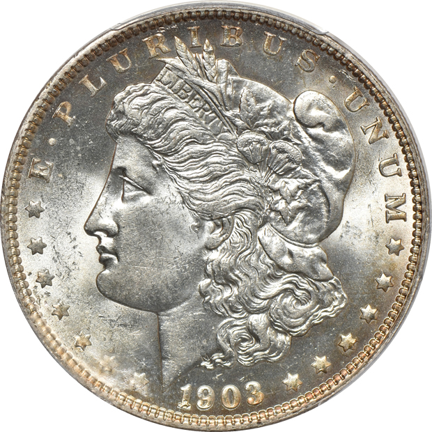1885-S MS-63, 1889-O MS-64, and a 1903-O MS-63, all PCGS