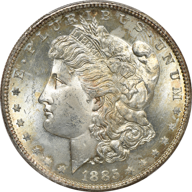 1885-S MS-63, 1889-O MS-64, and a 1903-O MS-63, all PCGS