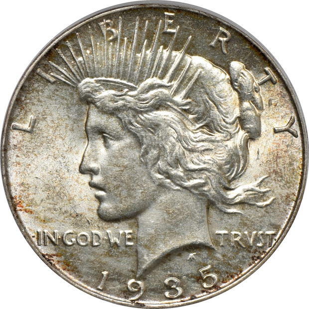 1927-S MS-63, 1934 MS-62, and a 1935 MS-62, all PCGS