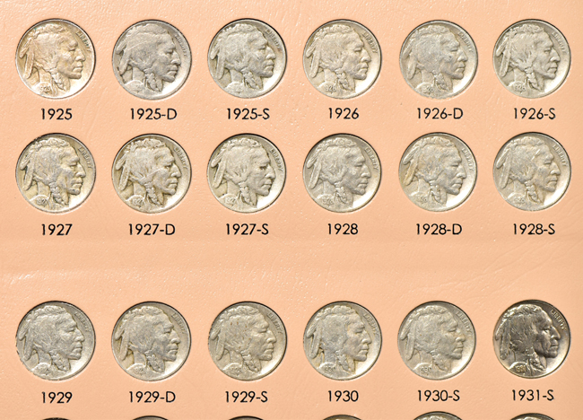 Nearly complete Dansco 7112 collection of Buffalo nickels (all but the 1918/7-D).