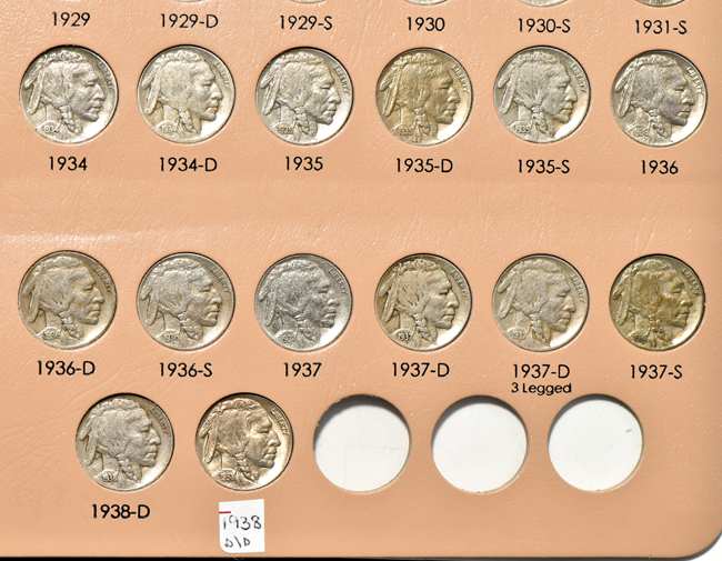 Nearly complete Dansco 7112 collection of Buffalo nickels (all but the 1918/7-D).